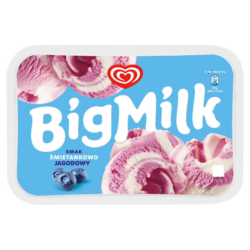 Big Milk Lody o smaku śmietankowo-jagodowym 900 ml