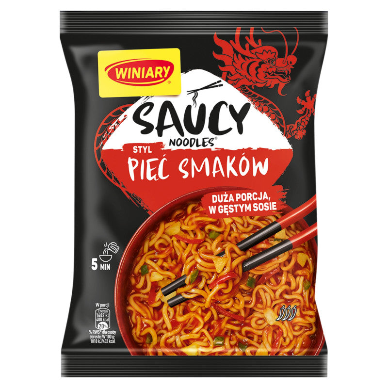Winiary Saucy Noodles Danie instant styl pięć smaków 92,5 g